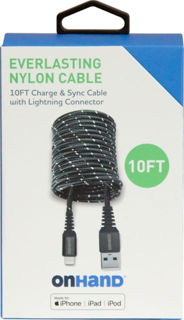 OnHand Charging CBL 10ft BP USB-A to Lightning (MFi certified), Black